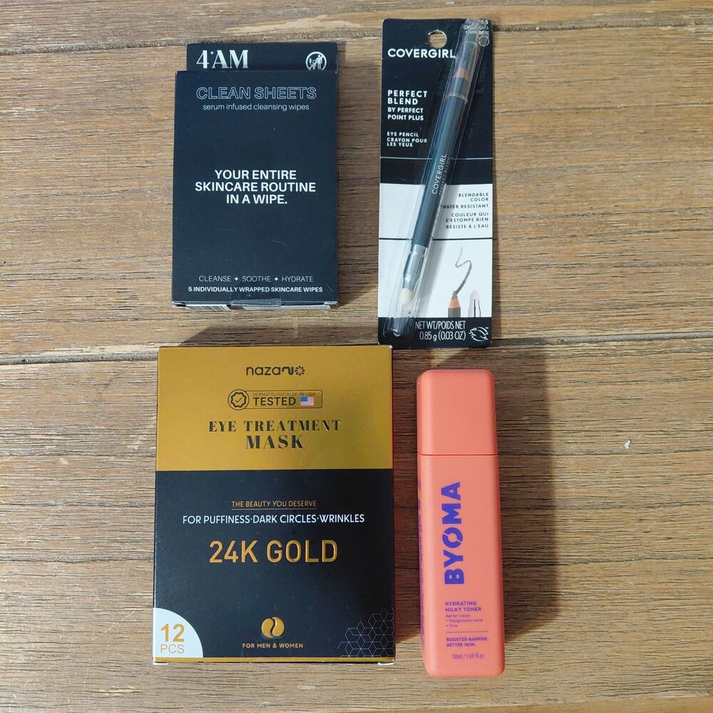 4-Piece Beauty Bundle (BYOMA, 4AM Skin, 24K Gold Masks, CoverGirl)